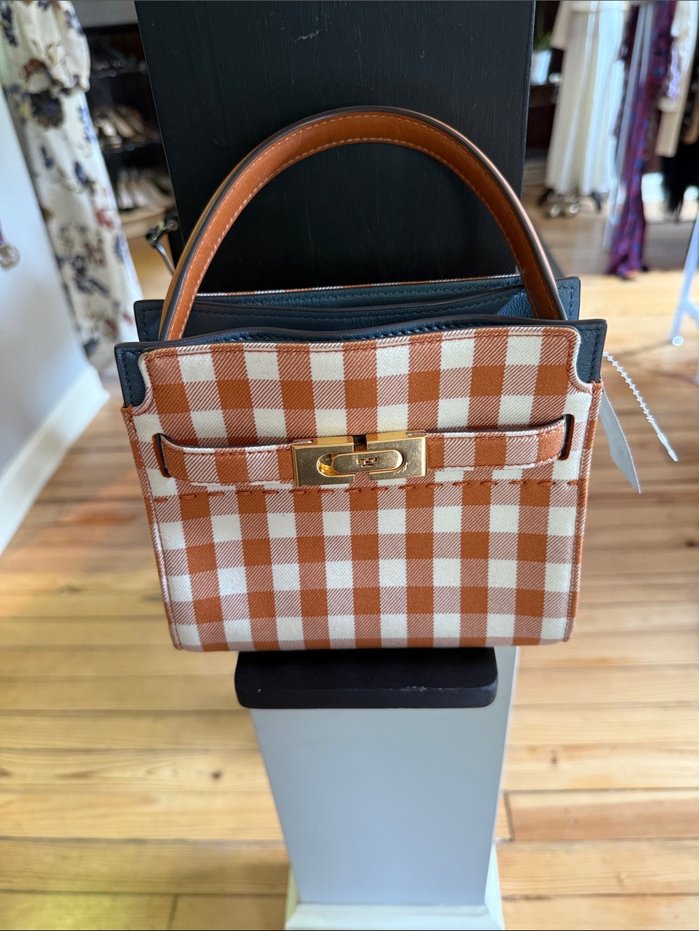 Tory Burch Lee Radziwill Petite Gingham Double Bag
